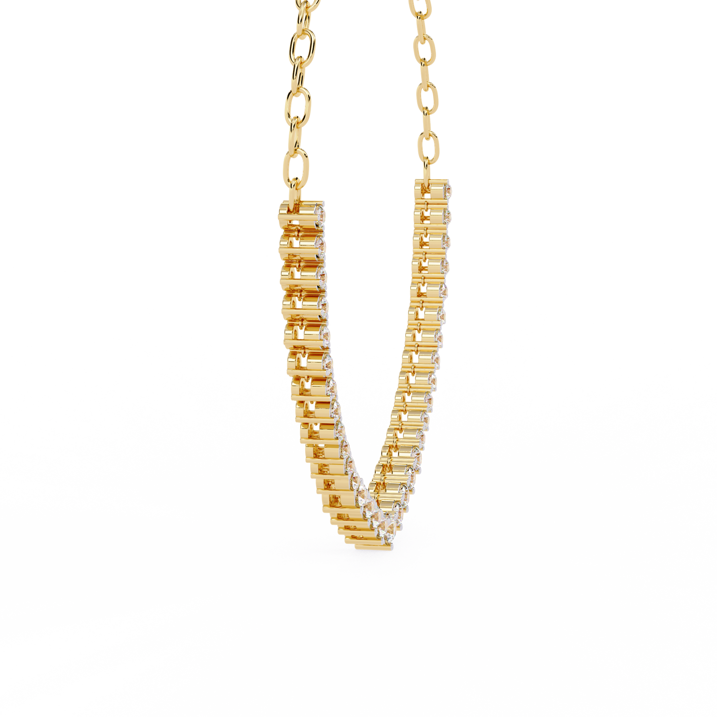 1.29 Ct ,14k Solid Gold Unique Round Cut Lab Grown & Natural Dainty Channel Set Diamond Necklace For Wedding - HIGHCARAT DIAMONDS