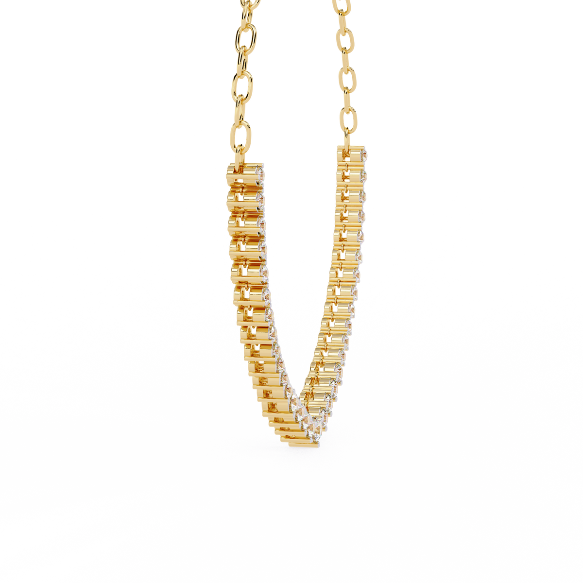 1.29 Ct ,14k Solid Gold Unique Round Cut Lab Grown & Natural Dainty Channel Set Diamond Necklace For Wedding - HIGHCARAT DIAMONDS