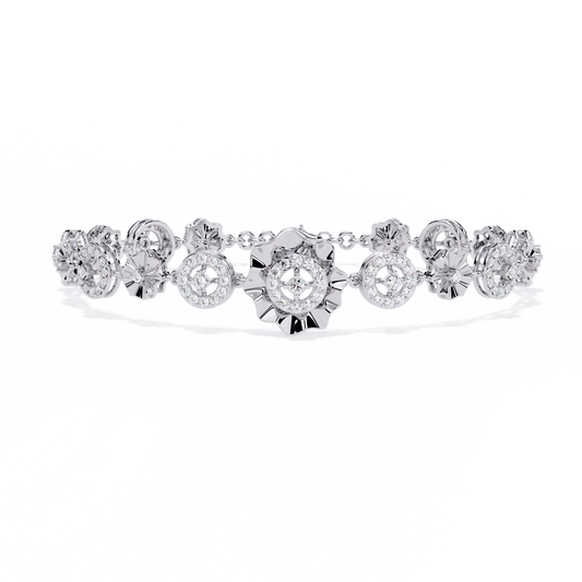 1.29Ct Round Cut Natural Diamond Halo Style Antique Stunning Perfect Line Bracelet Gift For Her - HIGHCARAT DIAMONDS