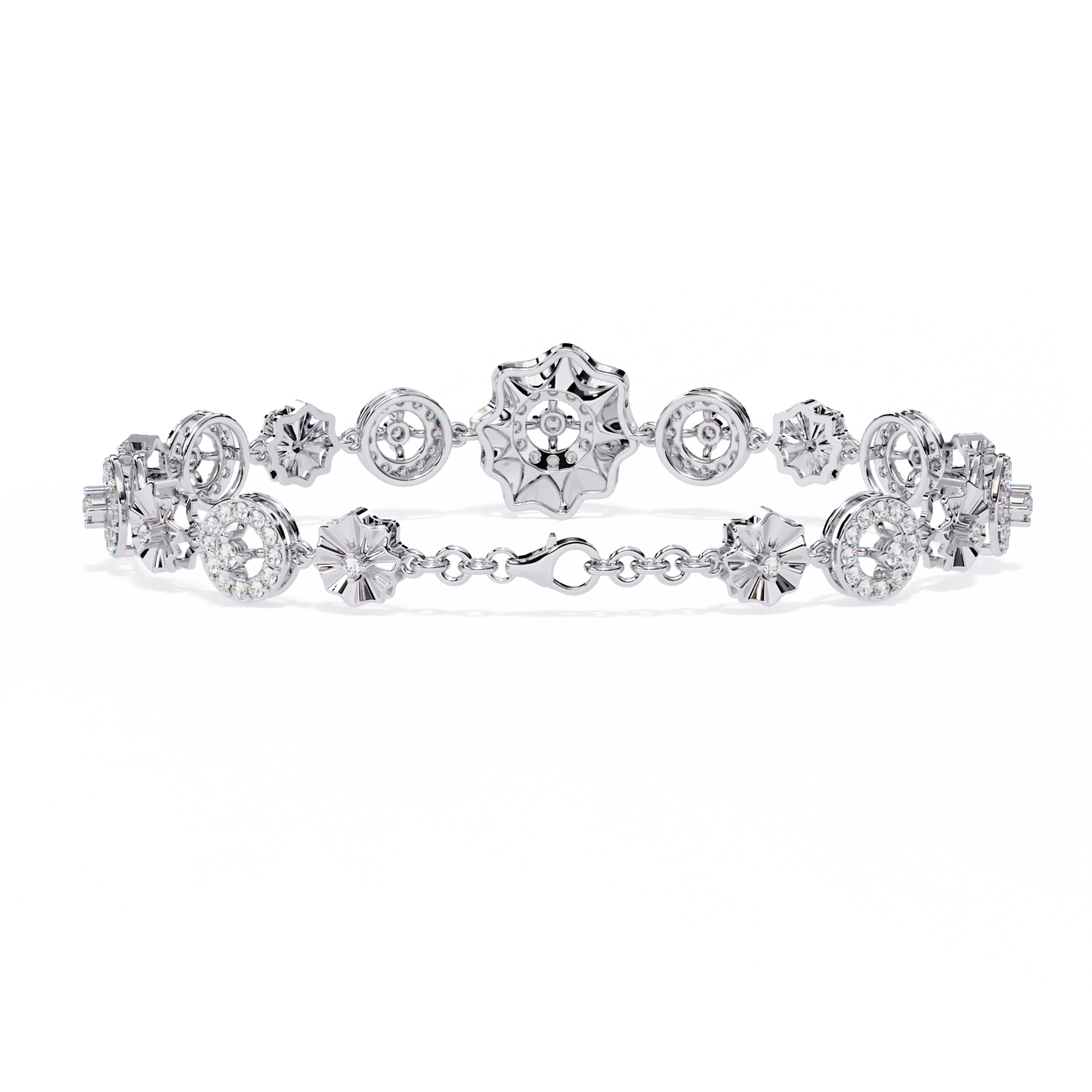 1.29Ct Round Cut Natural Diamond Halo Style Antique Stunning Perfect Line Bracelet Gift For Her - HIGHCARAT DIAMONDS