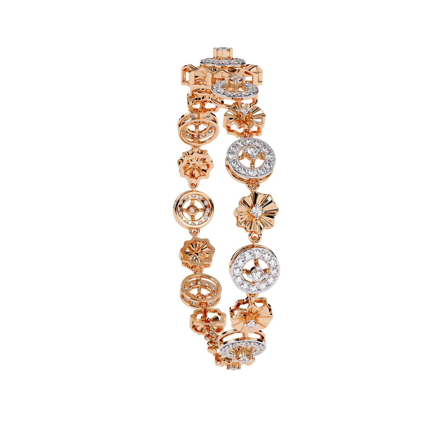 1.29Ct Round Cut Natural Diamond Halo Style Antique Stunning Perfect Line Bracelet Gift For Her - HIGHCARAT DIAMONDS
