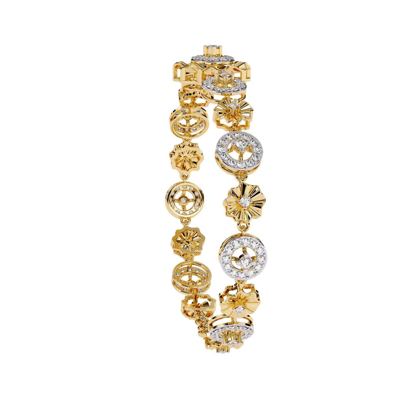 1.29Ct Round Cut Natural Diamond Halo Style Antique Stunning Perfect Line Bracelet Gift For Her - HIGHCARAT DIAMONDS
