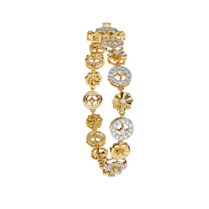 1.29Ct Round Cut Natural Diamond Halo Style Antique Stunning Perfect Line Bracelet Gift For Her - HIGHCARAT DIAMONDS