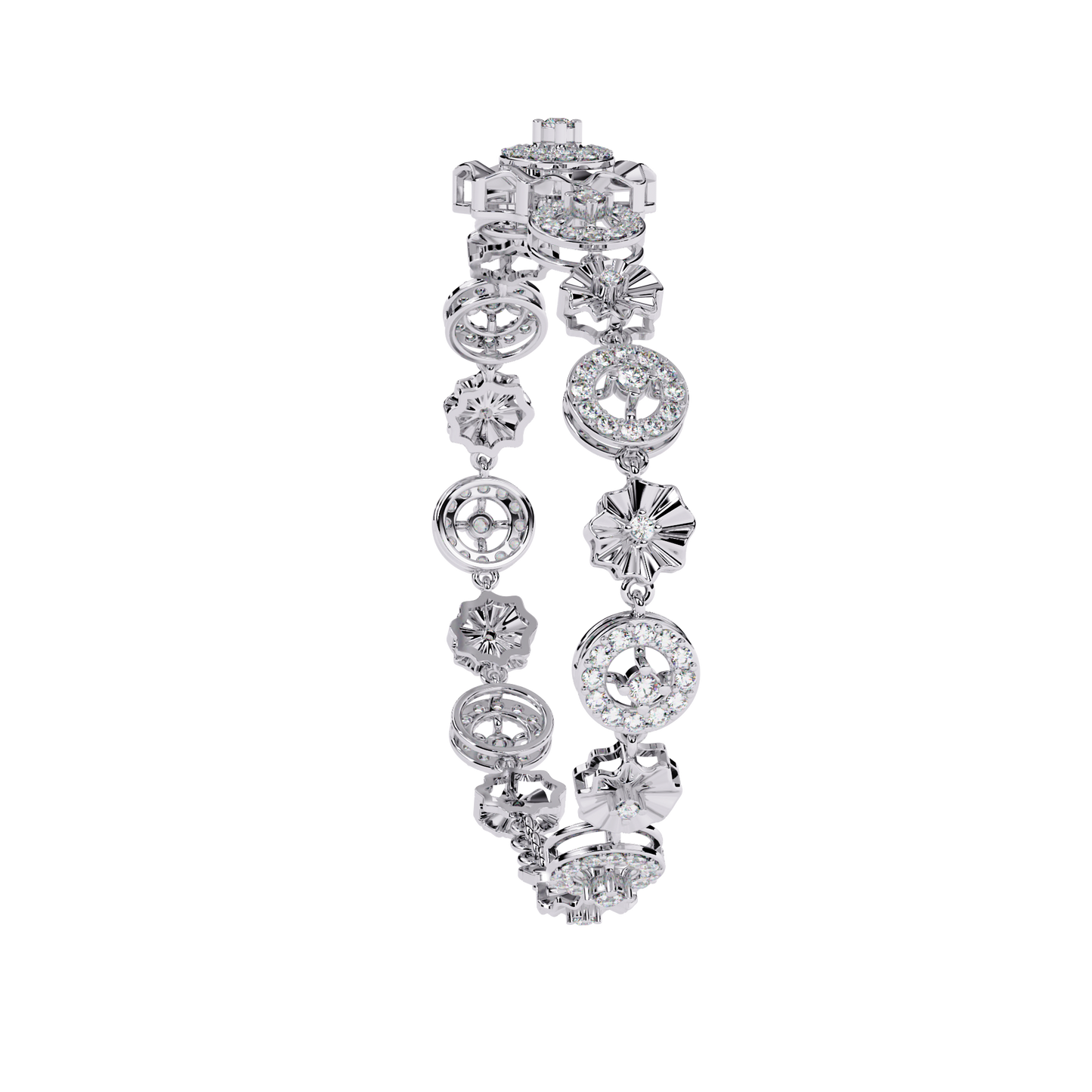 1.29Ct Round Cut Natural Diamond Halo Style Antique Stunning Perfect Line Bracelet Gift For Her - HIGHCARAT DIAMONDS