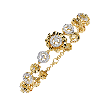 1.29Ct Round Cut Natural Diamond Halo Style Antique Stunning Perfect Line Bracelet Gift For Her - HIGHCARAT DIAMONDS