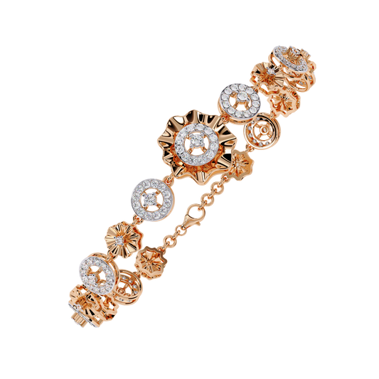 1.29Ct Round Cut Natural Diamond Halo Style Antique Stunning Perfect Line Bracelet Gift For Her