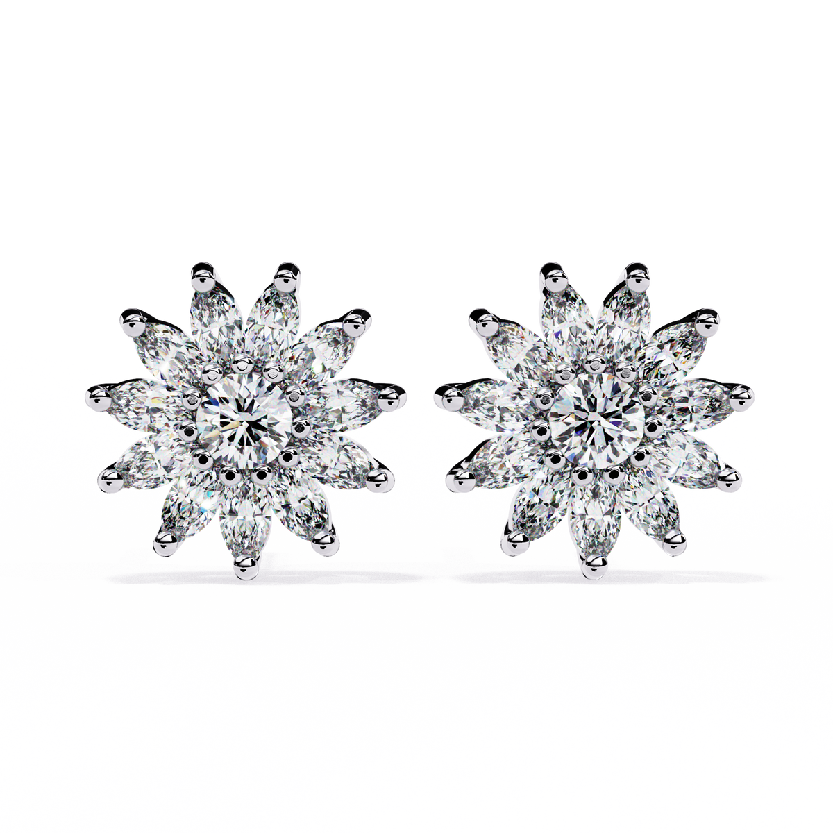 1.31Ct Marquise And Round Cut Diamond Unique Flower Shape Stunning Perfect Wedding Stud Earring For Gift - HIGHCARAT DIAMONDS