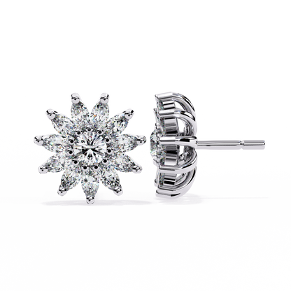 1.31Ct Marquise And Round Cut Diamond Unique Flower Shape Stunning Perfect Wedding Stud Earring For Gift - HIGHCARAT DIAMONDS