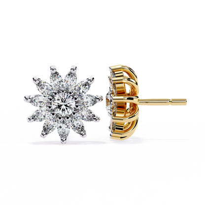 1.31Ct Marquise And Round Cut Diamond Unique Flower Shape Stunning Perfect Wedding Stud Earring For Gift - HIGHCARAT DIAMONDS