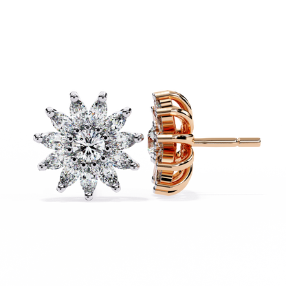 1.31Ct Marquise And Round Cut Diamond Unique Flower Shape Stunning Perfect Wedding Stud Earring For Gift - HIGHCARAT DIAMONDS
