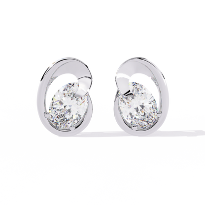 Solitaire 1.32Ct Oval Cut Lab Grown Diamond Antique Cluster Elegant Dainty Daily Wear Stud Earring Gift For Her - HIGHCARAT DIAMONDS