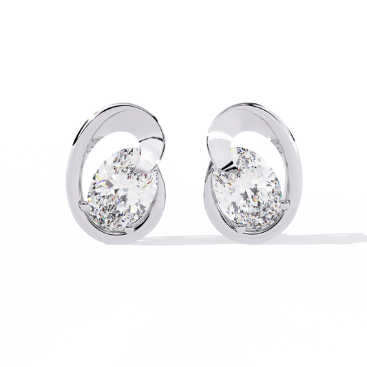 Solitaire 1.32Ct Oval Cut Lab Grown Diamond Antique Cluster Elegant Dainty Daily Wear Stud Earring Gift For Her - HIGHCARAT DIAMONDS