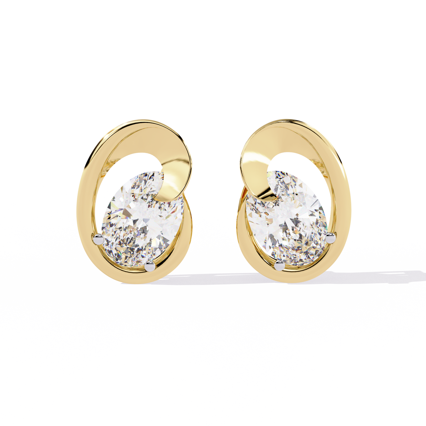 Solitaire 1.32Ct Oval Cut Lab Grown Diamond Antique Cluster Elegant Dainty Daily Wear Stud Earring Gift For Her - HIGHCARAT DIAMONDS