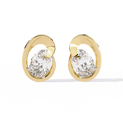 Solitaire 1.32Ct Oval Cut Lab Grown Diamond Antique Cluster Elegant Dainty Daily Wear Stud Earring Gift For Her - HIGHCARAT DIAMONDS