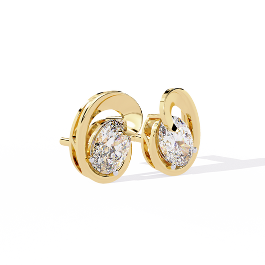 Solitaire 1.32Ct Oval Cut Lab Grown Diamond Antique Cluster Elegant Dainty Daily Wear Stud Earring Gift For Her - HIGHCARAT DIAMONDS