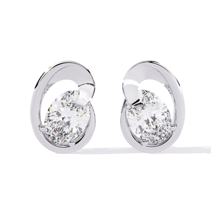 1.32 Ct Oval Cut Lab Grown Diamond Cluster Earrings - HIGHCARAT DIAMONDS