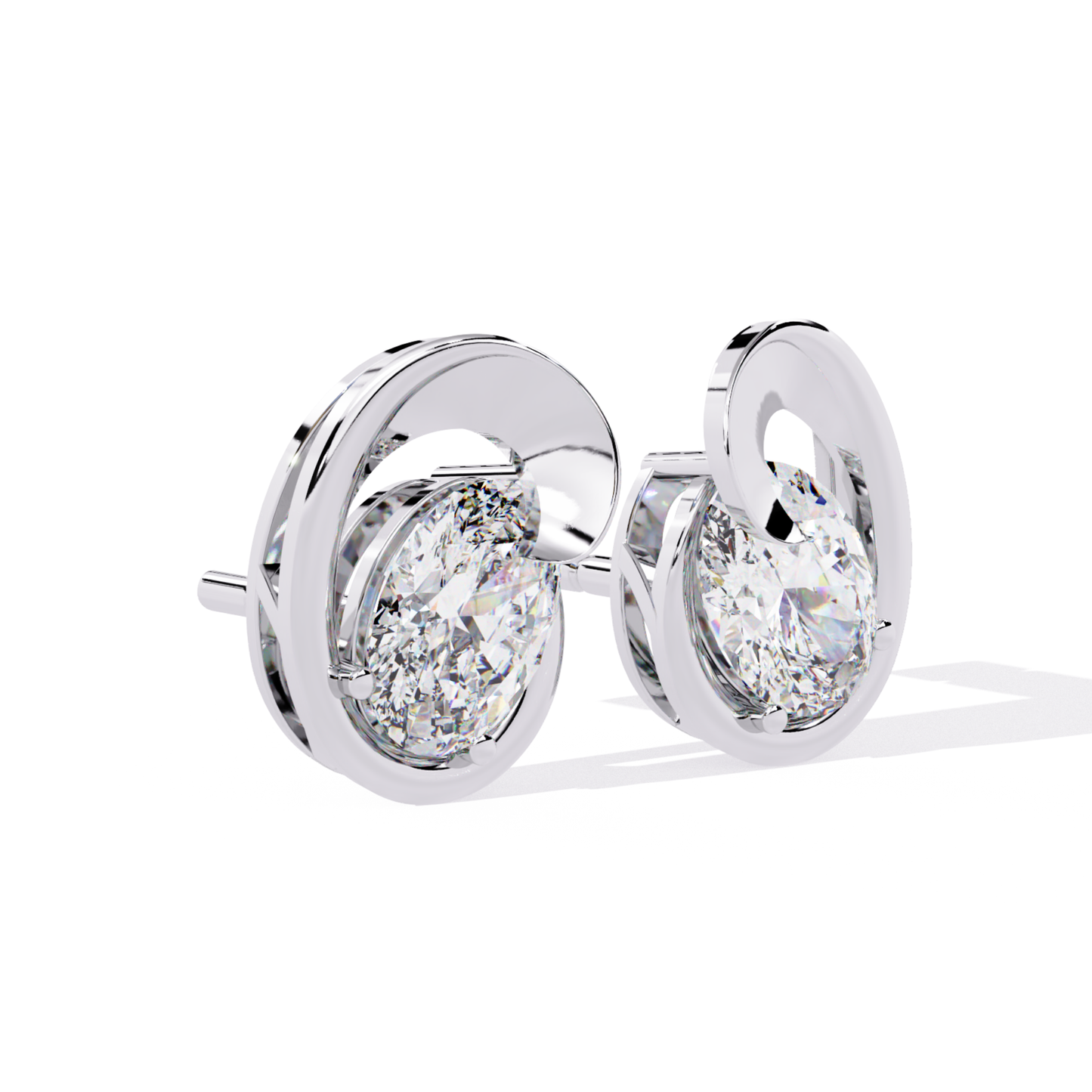1.32 Ct Oval Cut Lab Grown Diamond Cluster Earrings - HIGHCARAT DIAMONDS