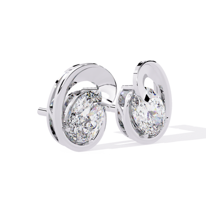 1.32 Ct Oval Cut Lab Grown Diamond Cluster Earrings - HIGHCARAT DIAMONDS