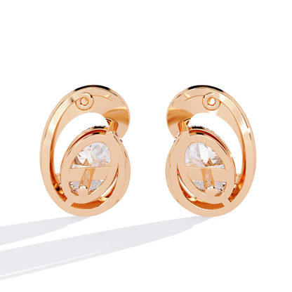 1.32 Ct Oval Cut Lab Grown Diamond Cluster Earrings - HIGHCARAT DIAMONDS