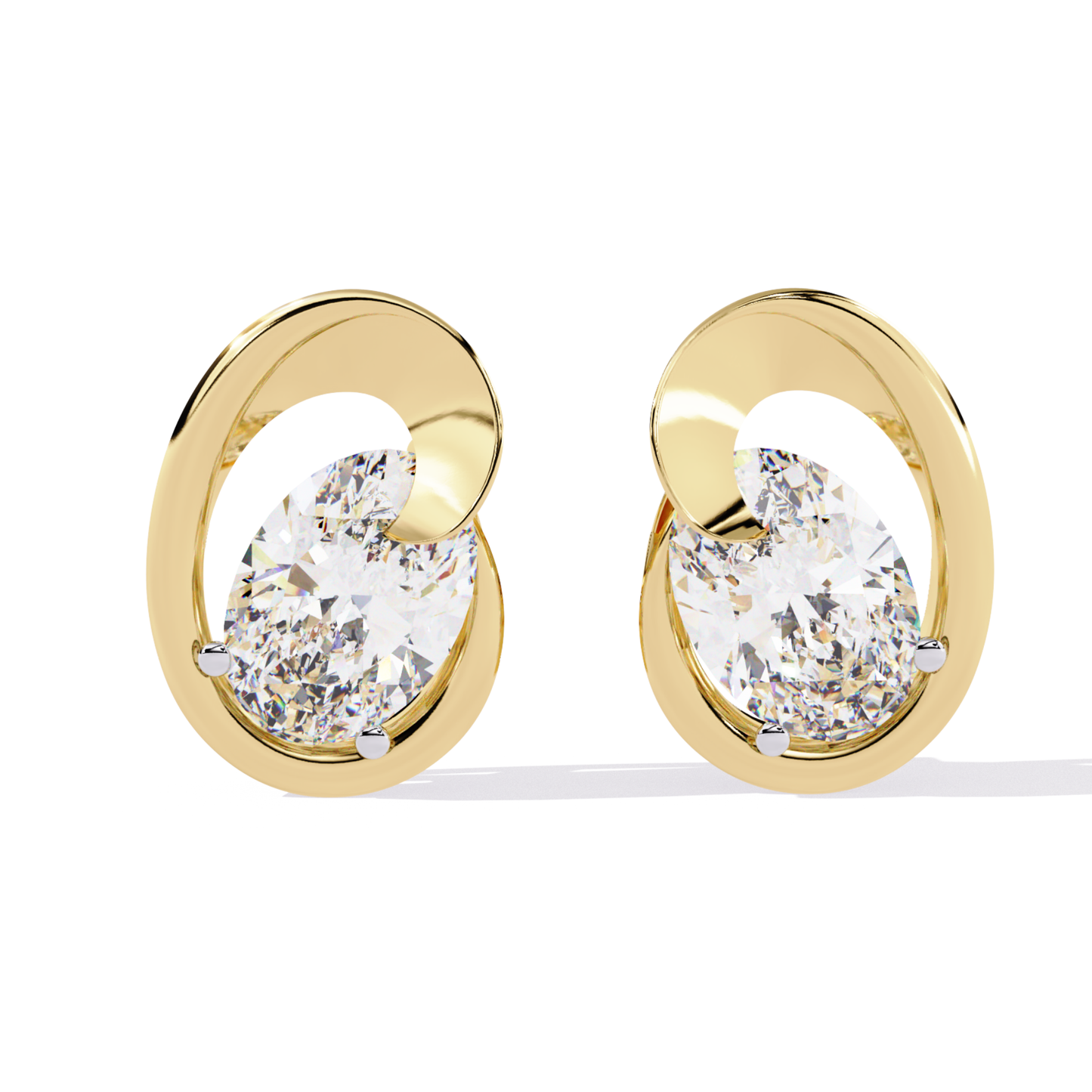 1.32 Ct Oval Cut Lab Grown Diamond Cluster Earrings - HIGHCARAT DIAMONDS