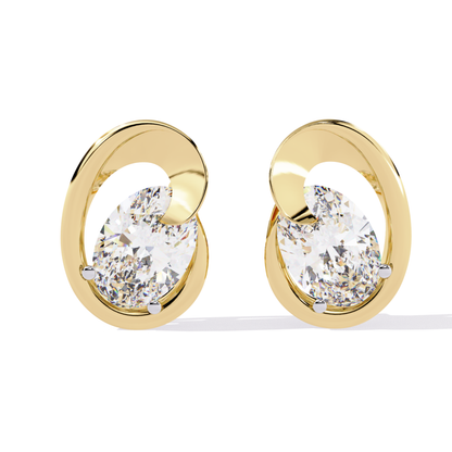 1.32 Ct Oval Cut Lab Grown Diamond Cluster Earrings - HIGHCARAT DIAMONDS