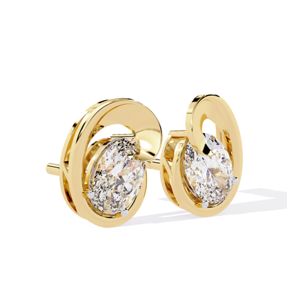1.32 Ct Oval Cut Lab Grown Diamond Cluster Earrings - HIGHCARAT DIAMONDS