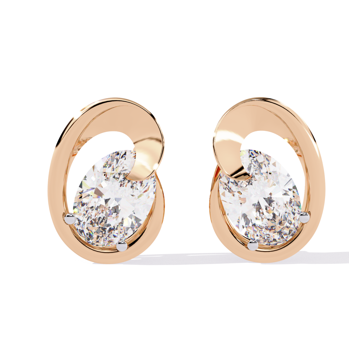 1.32 Ct Oval Cut Lab Grown Diamond Cluster Earrings - HIGHCARAT DIAMONDS