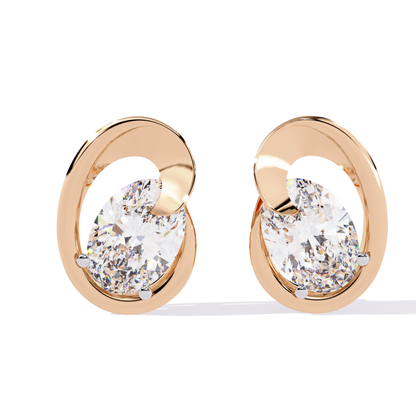 1.32 Ct Oval Cut Lab Grown Diamond Cluster Earrings - HIGHCARAT DIAMONDS