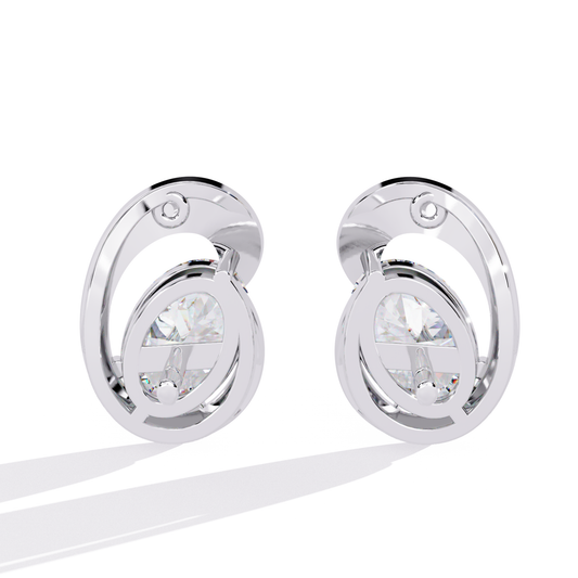 1.32 Ct Oval Cut Lab Grown Diamond Cluster Earrings - HIGHCARAT DIAMONDS