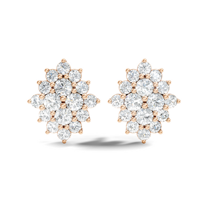 Lab Grown & Natural 10k solid Rose Gold Round Shape Diamond Daily Wear Stunning Studs Diamond Earrings For Women - HIGHCARAT DIAMONDS