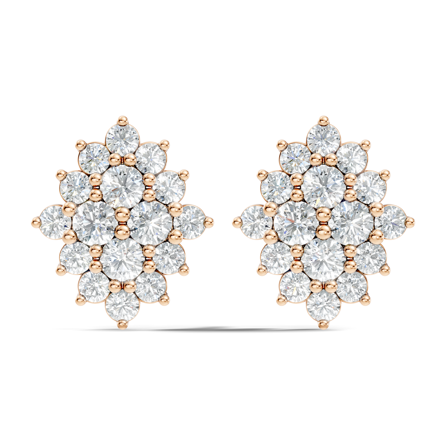 Lab Grown & Natural 10k solid Rose Gold Round Shape Diamond Daily Wear Stunning Studs Diamond Earrings For Women - HIGHCARAT DIAMONDS