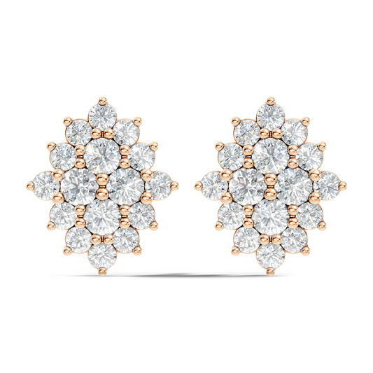 Lab Grown & Natural 10k solid Rose Gold Round Shape Diamond Daily Wear Stunning Studs Diamond Earrings For Women - HIGHCARAT DIAMONDS