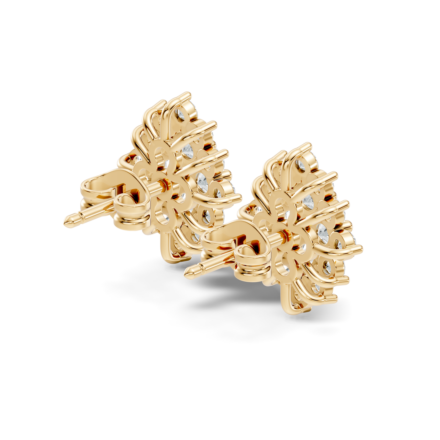 Lab Grown & Natural 10k solid Rose Gold Round Shape Diamond Daily Wear Stunning Studs Diamond Earrings For Women - HIGHCARAT DIAMONDS