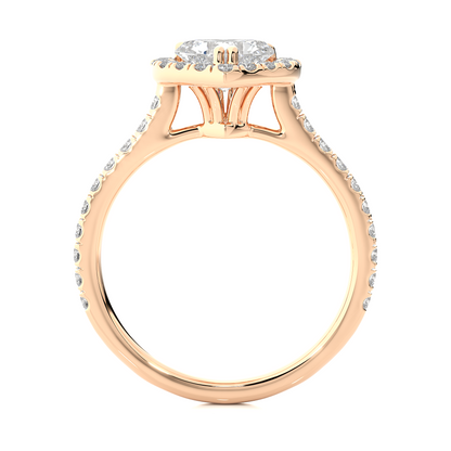 1.33 Carat Heart Cut Lab Grown Diamond 14K Solid Rose Gold and Pave and Side Stones, Custom Jewelry Gift
