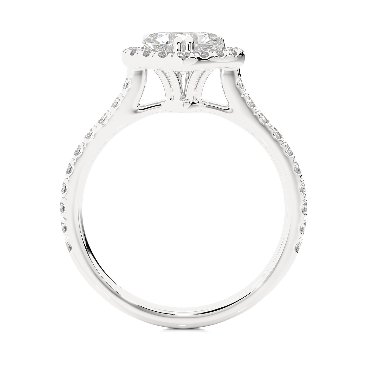 1.33 Carat Heart Cut Lab Grown Diamond 14K Solid Rose Gold and Pave and Side Stones, Custom Jewelry Gift - HIGHCARAT DIAMONDS