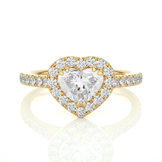 1.33 Carat Heart Cut Lab Grown Diamond 14K Solid Rose Gold and Pave and Side Stones, Custom Jewelry Gift - HIGHCARAT DIAMONDS