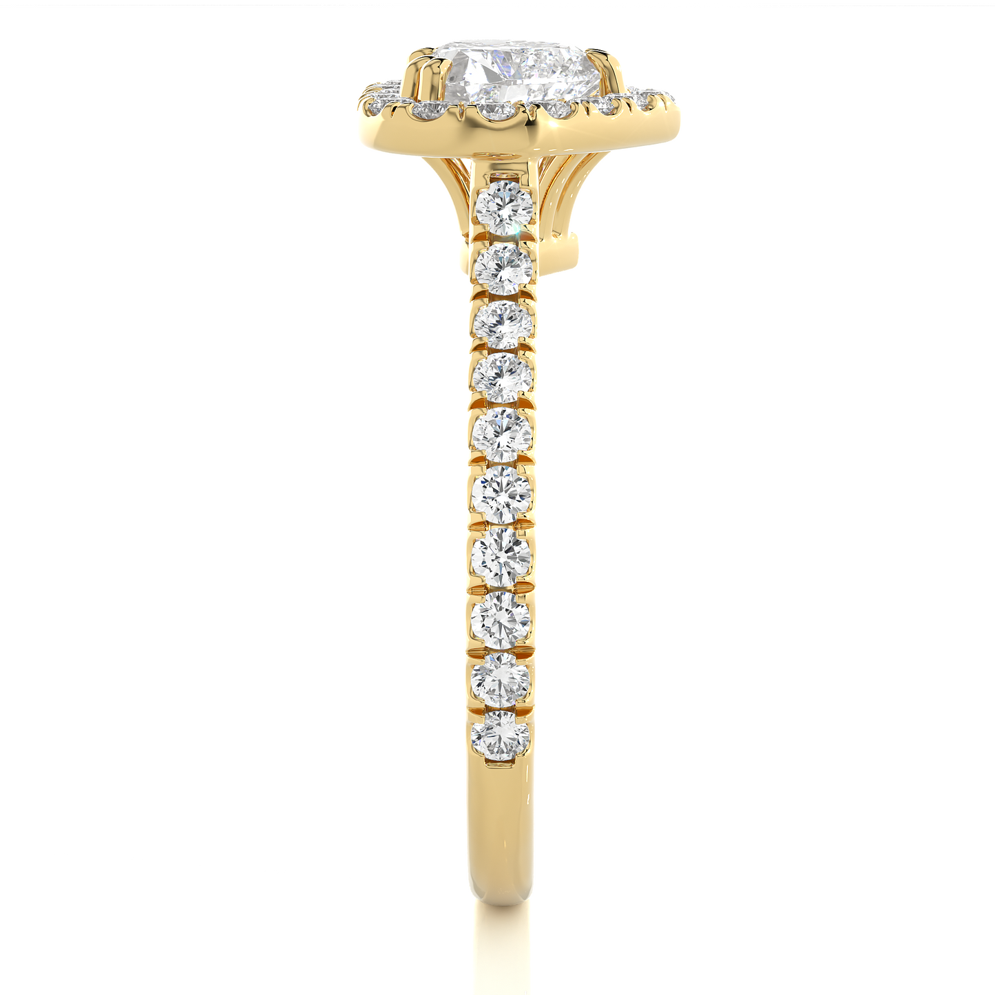 1.33 Carat Heart Cut Lab Grown Diamond 14K Solid Rose Gold and Pave and Side Stones, Custom Jewelry Gift