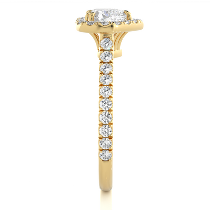 1.33 Carat Heart Cut Lab Grown Diamond 14K Solid Rose Gold and Pave and Side Stones, Custom Jewelry Gift