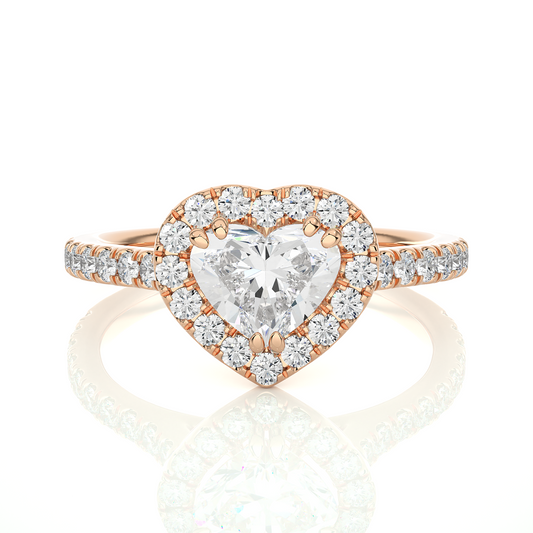 1.33 Carat Heart Cut Lab Grown Diamond 14K Solid Rose Gold and Pave and Side Stones, Custom Jewelry Gift - HIGHCARAT DIAMONDS