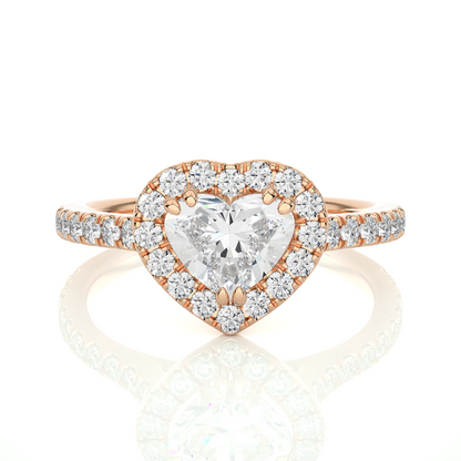 1.33 Carat Heart Cut Lab Grown Diamond 14K Solid Rose Gold and Pave and Side Stones, Custom Jewelry Gift - HIGHCARAT DIAMONDS