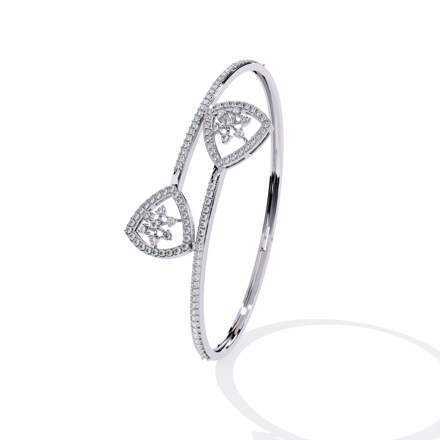1.35Ct Trilliant Shape Round Cut High Quality Diamond Art Deco Vintage Open Cluster Every Day Bangle for Her - HIGHCARAT DIAMONDS