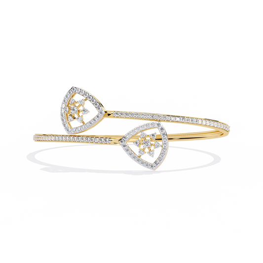 1.35Ct Trilliant Shape Round Cut High Quality Diamond Art Deco Vintage Open Cluster Every Day Bangle for Her - HIGHCARAT DIAMONDS