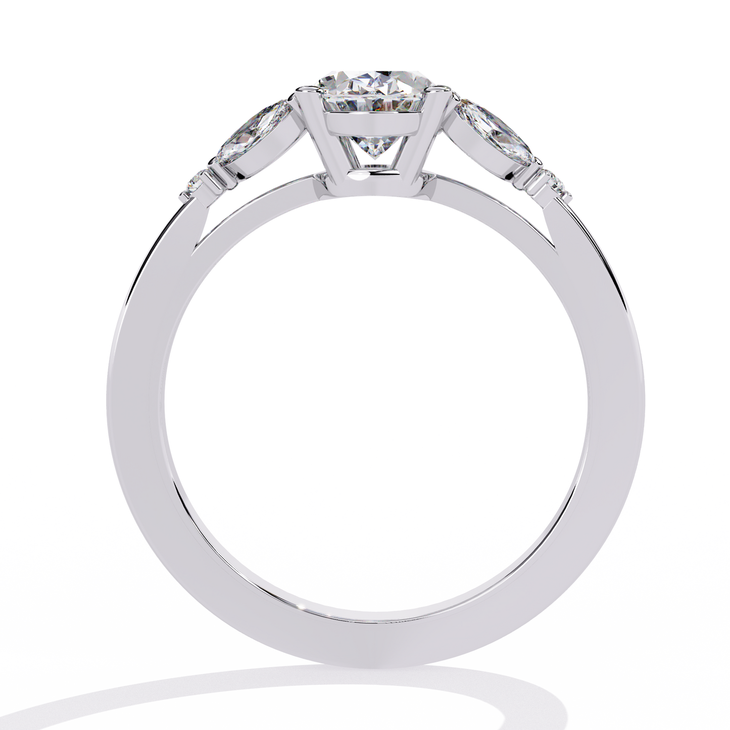 1.37Ct Oval, Marquise and Round Cut Lab Grown Triple Diamond Art Deco Delicate Vintage Stackable Ring - HIGHCARAT DIAMONDS