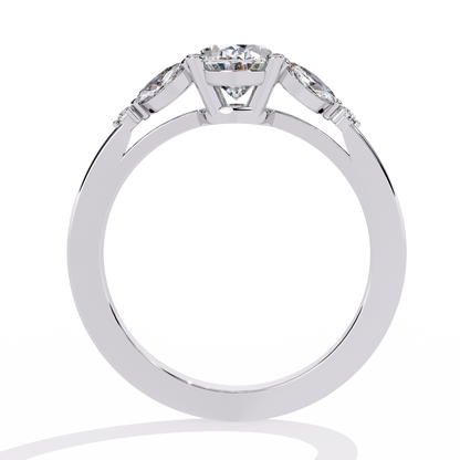 1.37Ct Oval, Marquise and Round Cut Lab Grown Triple Diamond Art Deco Delicate Vintage Stackable Ring - HIGHCARAT DIAMONDS