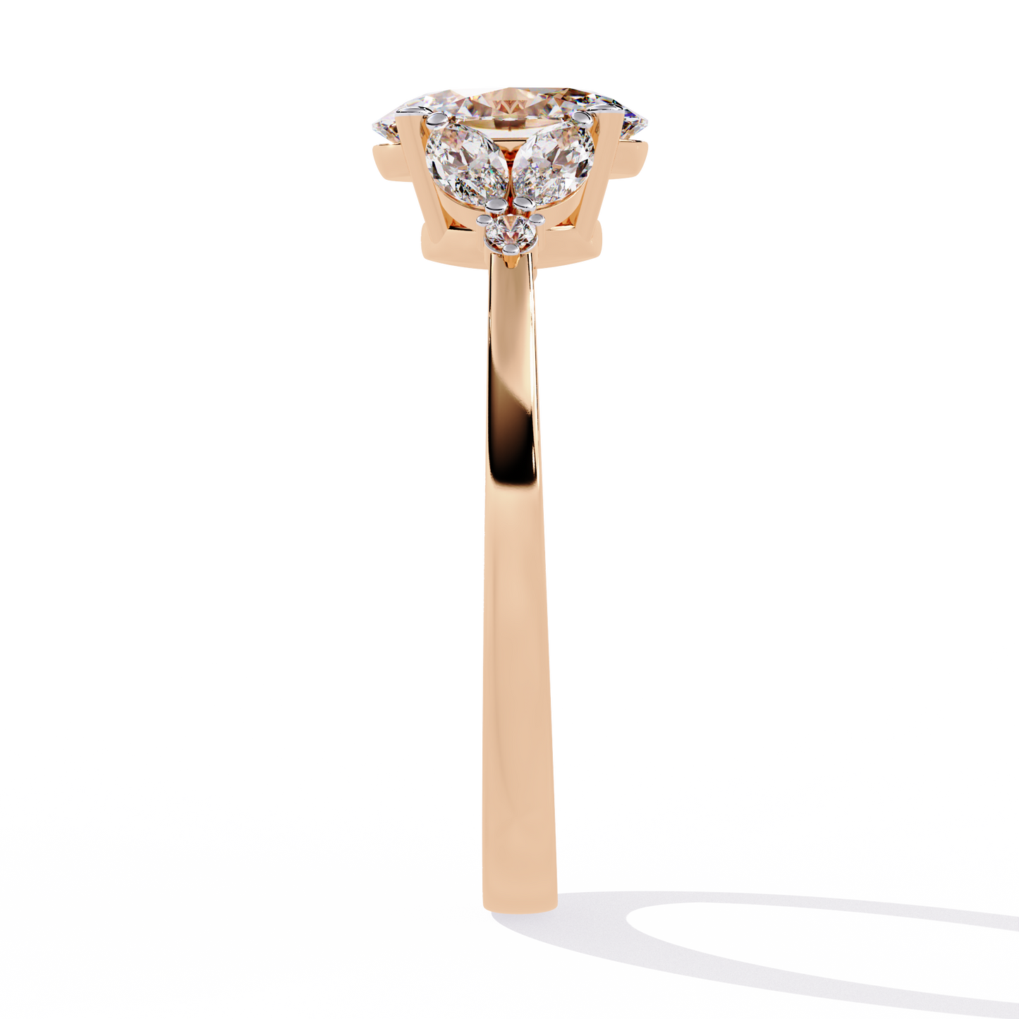 1.37Ct Oval, Marquise and Round Cut Lab Grown Triple Diamond Art Deco Delicate Vintage Stackable Ring - HIGHCARAT DIAMONDS