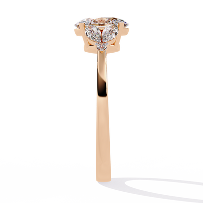1.37Ct Oval, Marquise and Round Cut Lab Grown Triple Diamond Art Deco Delicate Vintage Stackable Ring - HIGHCARAT DIAMONDS