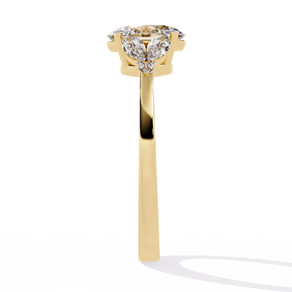 1.37Ct Oval, Marquise and Round Cut Lab Grown Triple Diamond Art Deco Delicate Vintage Stackable Ring - HIGHCARAT DIAMONDS