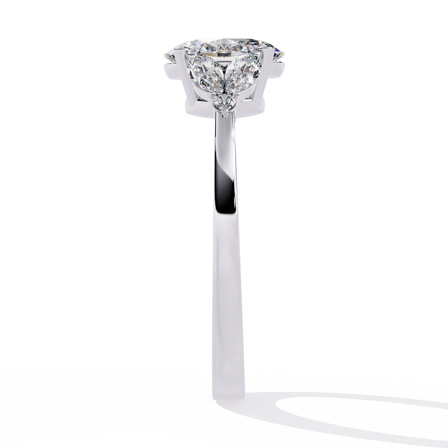 1.37Ct Oval, Marquise and Round Cut Lab Grown Triple Diamond Art Deco Delicate Vintage Stackable Ring - HIGHCARAT DIAMONDS