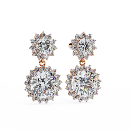 1.37Ct Round Cut Lab Grown Diamond Flower Shape Antique Elegant Classic Dainty Perfect Drop Earring For Gift - HIGHCARAT DIAMONDS