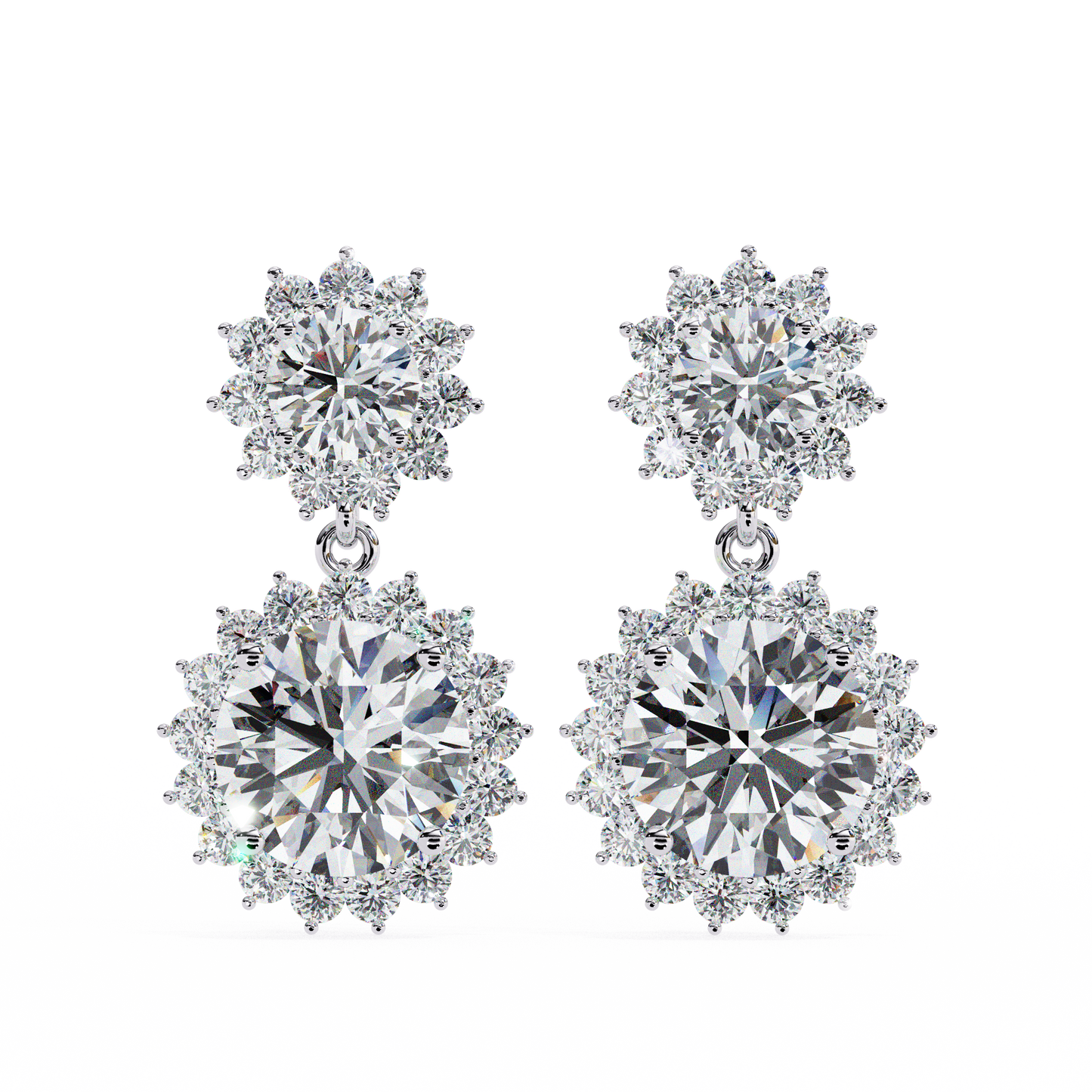 1.37Ct Round Cut Lab Grown Diamond Flower Shape Antique Elegant Classic Dainty Perfect Drop Earring For Gift - HIGHCARAT DIAMONDS